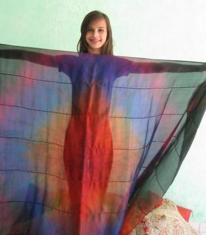 Véu de Seda Patchwork para Dança do Ventre