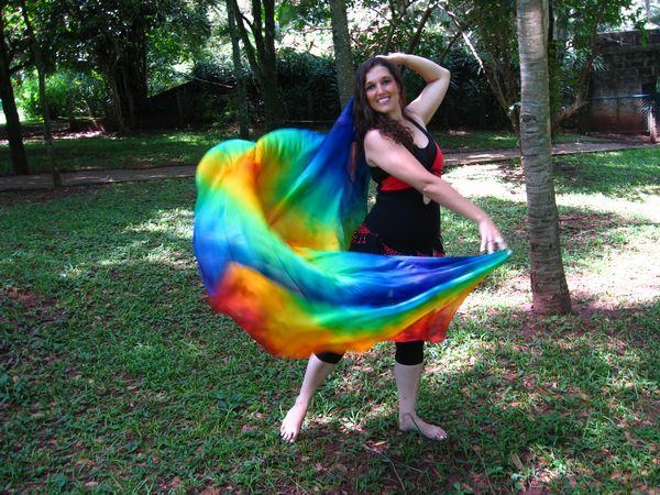 Véu de Seda Patchwork para Dança do Ventre