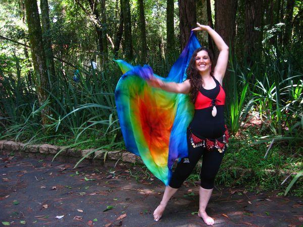 Véu de Seda Patchwork para Dança do Ventre