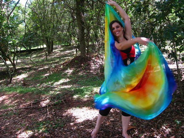 Véu de Seda Patchwork para Dança do Ventre  