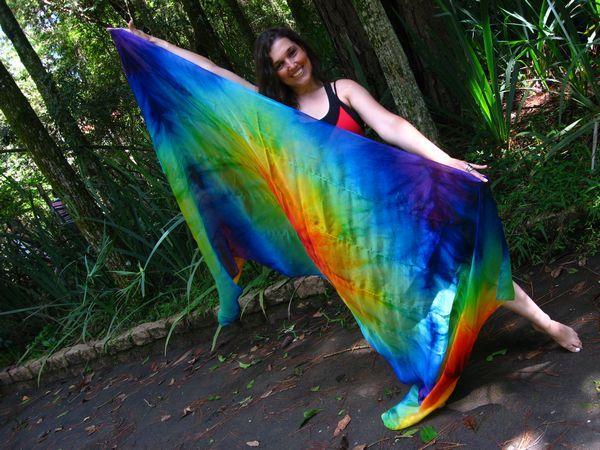 Véu de Seda Patchwork para Dança do Ventre