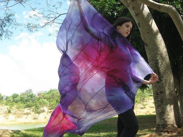 Véu de Seda Patchwork para Dança do Ventre