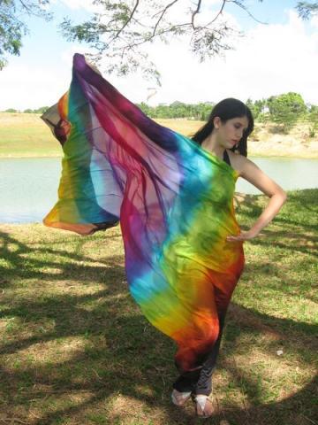 Véu de Seda Patchwork para Dança do Ventre