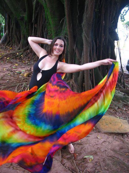 Véu Efeito Mandala de Seda para Dança do Ventre