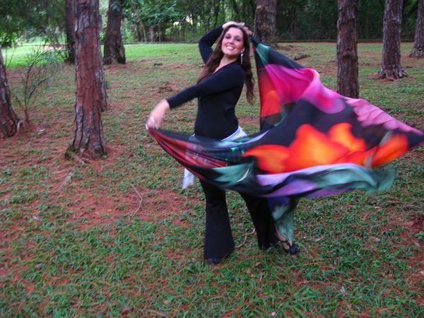 Véu Artístico de Seda para Dança do Ventre