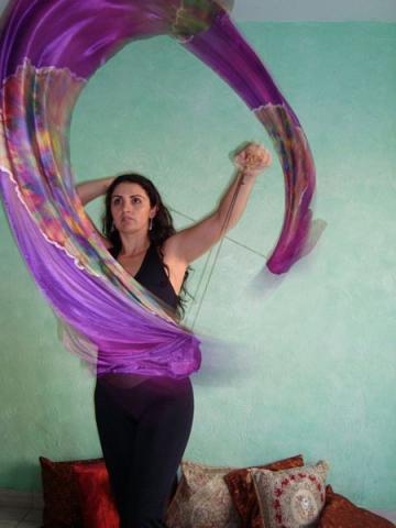 Véu de Seda Poi para Dança do Ventre