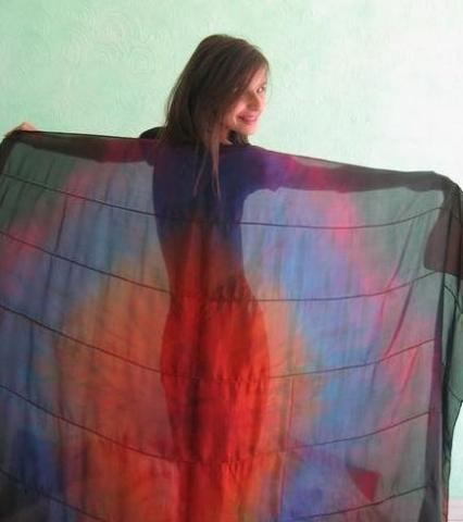 Véu de Seda Patchwork para Dança do Ventre