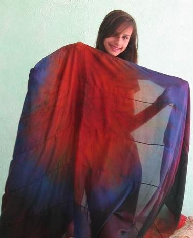 Véu de Seda Patchwork para Dança do Ventre