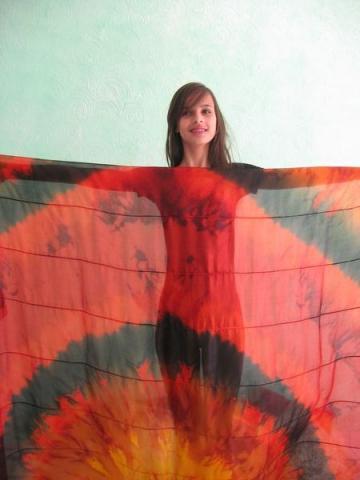 Véu de Seda Patchwork para Dança do Ventre