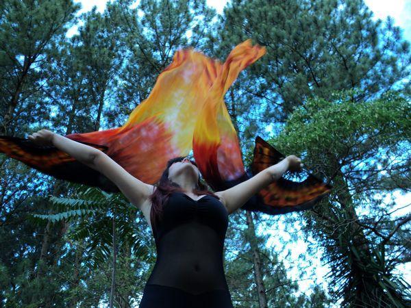 Véu Leque (Fan) de Seda para Dança do Ventre