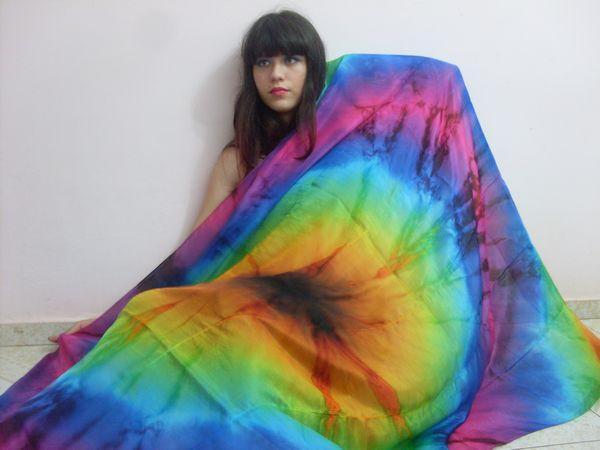 Véu de Seda Patchwork para Dança do Ventre