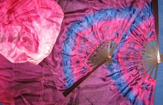 Véu Leque (Fan) de Seda para Dança do Ventre