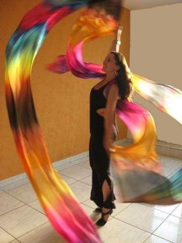 Véu de Seda Ribbon para Dança do Ventre