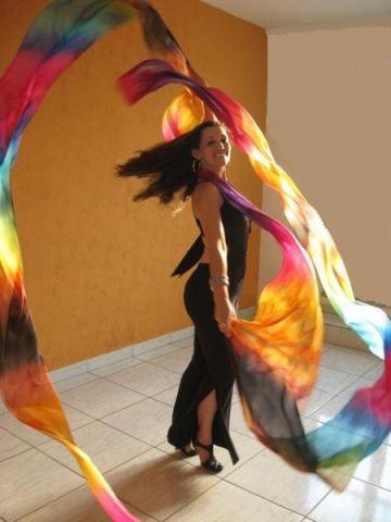 Véu de Seda Ribbon para Dança do Ventre