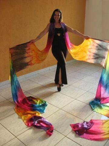 Véu de Seda Ribbon para Dança do Ventre