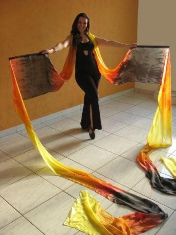 Véu de Seda Ribbon para Dança do Ventre