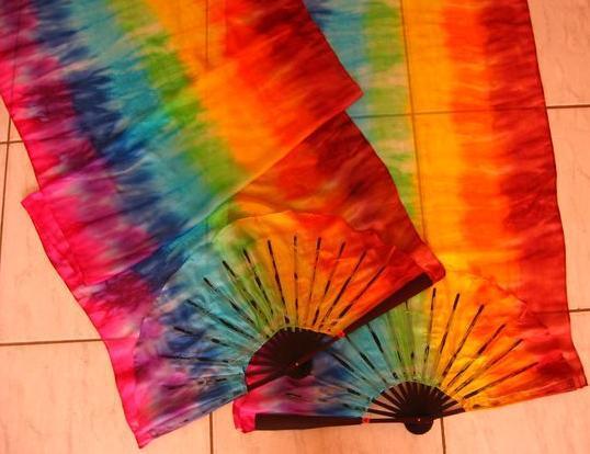 Véu Leque de Seda para Dança do Ventre