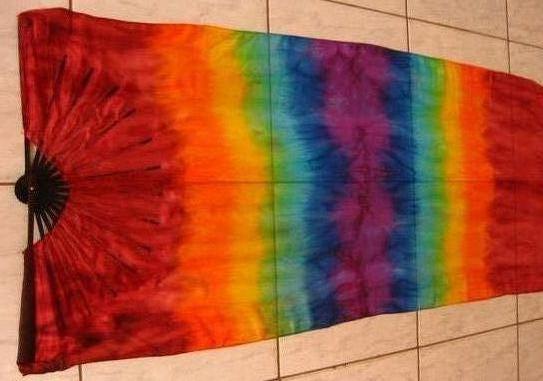 Véu Leque (Fan) de Seda para Dança do Ventre