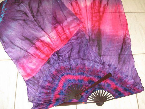 Véu Leque (Fan) de Seda para Dança do Ventre