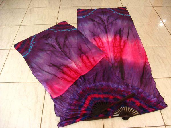 Véu Leque (Fan) de Seda para Dança do Ventre