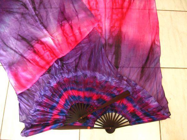 Véu Leque (Fan) de Seda para Dança do Ventre