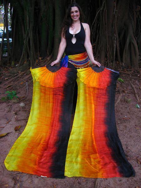 Véu Leque de Seda para Dança do Ventre