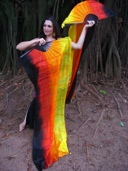 Véu Leque de Seda para Dança do Ventre