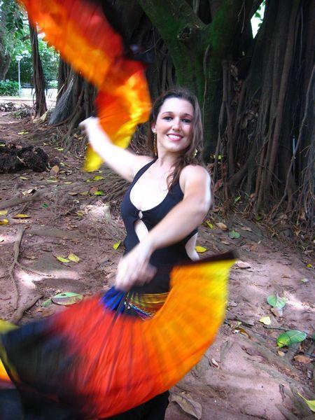 Véu Leque de Seda para Dança do Ventre