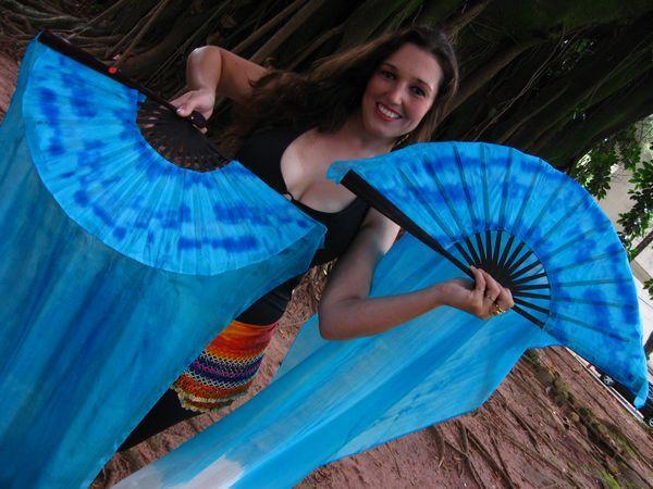 Véu Leque de Seda para Dança do Ventre