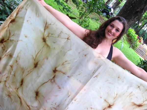 Véu Floral de Seda para Dança do Ventre