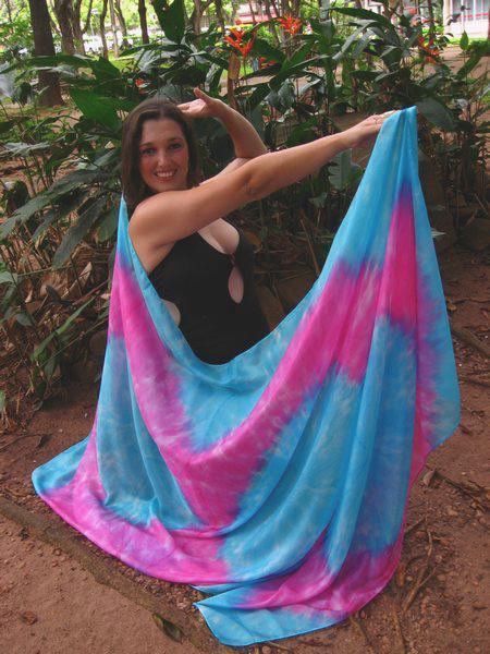 Véu Colorido de Seda para Dança do Ventre