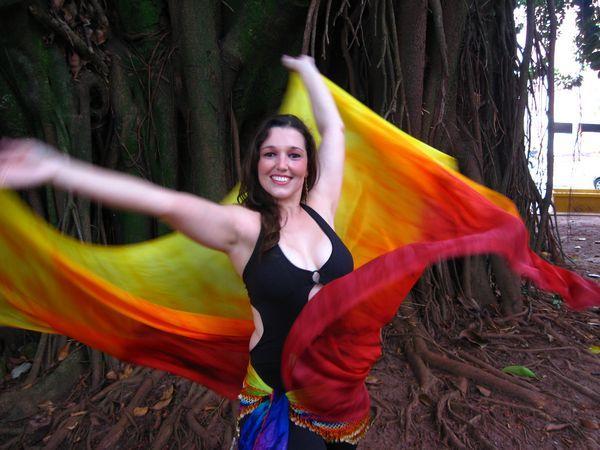 Véu Colorido de Seda para Dança do Ventre