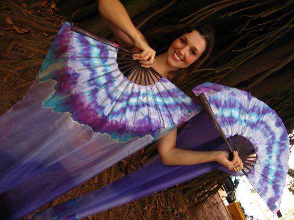 Véu Leque de Seda para Dança do Ventre