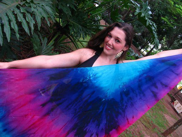 Véu Colorido de Seda para Dança do Ventre