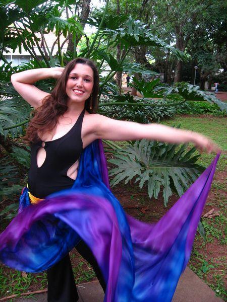Véu Colorido de Seda para Dança do Ventre