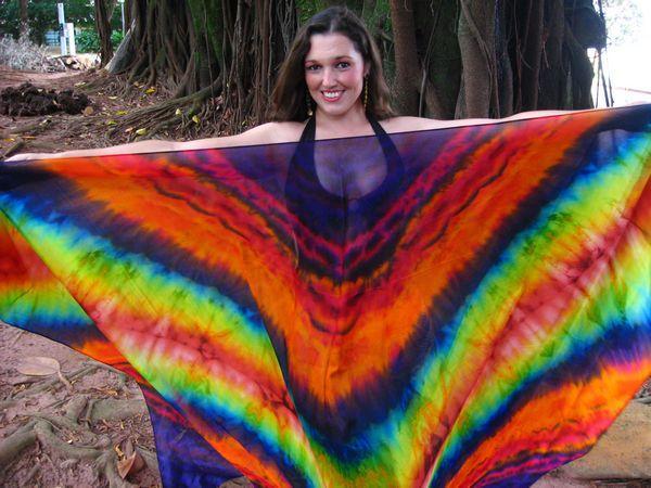 Véu Efeito Mandala de Seda para Dança do Ventre