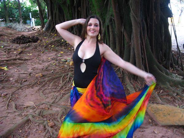 Véu Efeito Mandala de Seda para Dança do Ventre