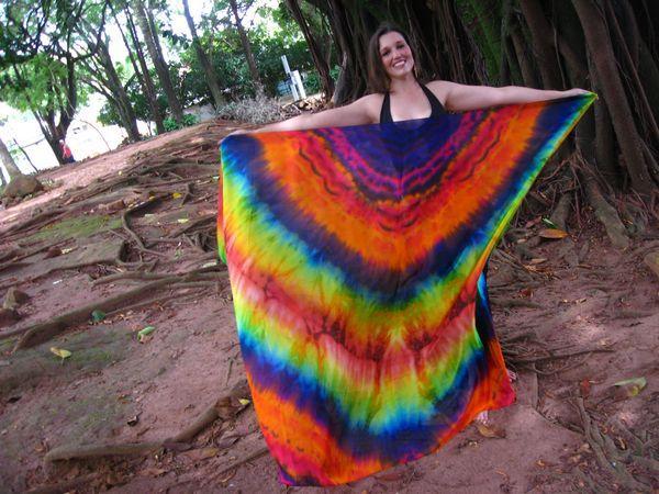 Véu Efeito Mandala de Seda para Dança do Ventre