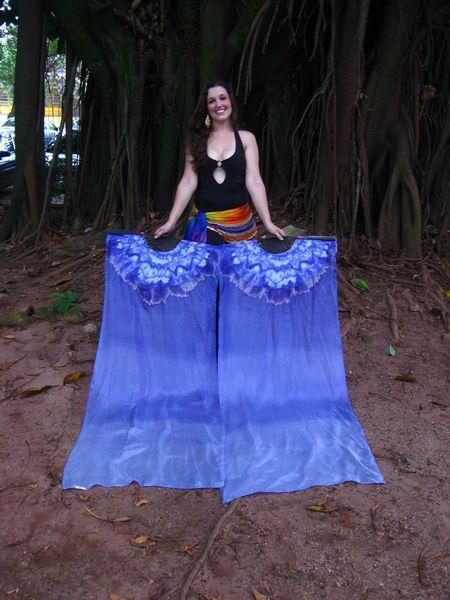Véu Leque de Seda para Dança do Ventre