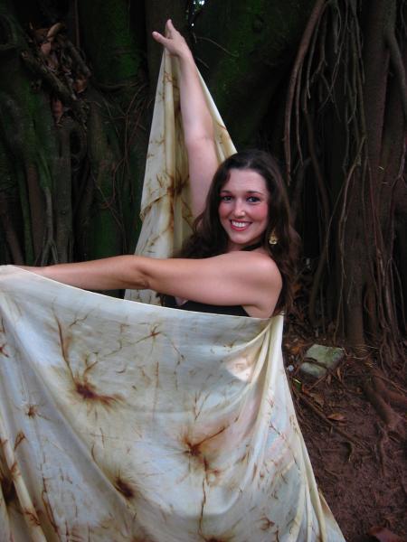 Véu Floral de Seda para Dança do Ventre