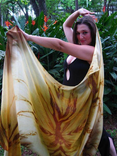 Véu Floral de Seda para Dança do Ventre