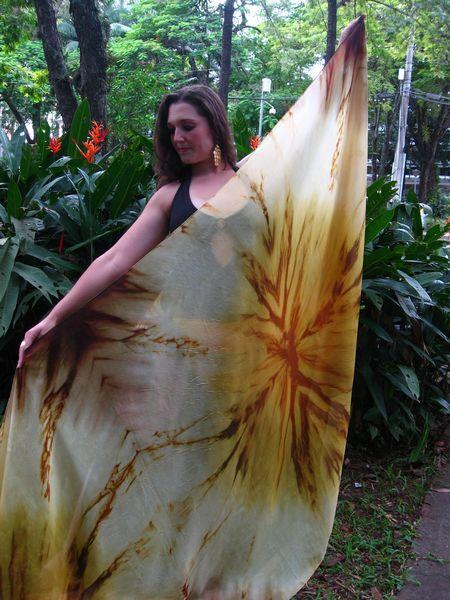 Véu Floral de Seda para Dança do Ventre