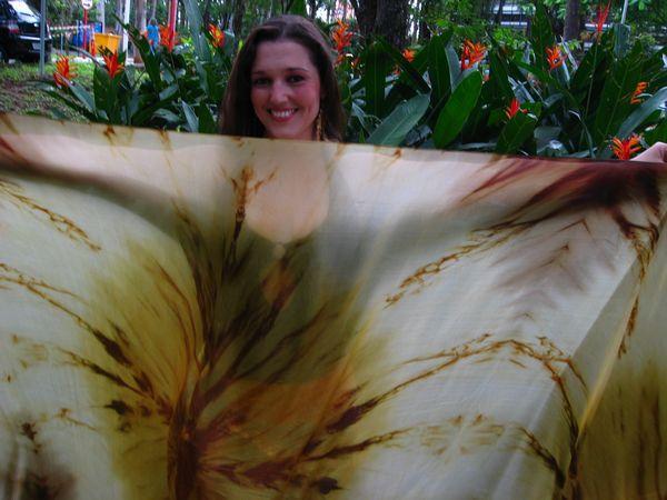 Véu Floral de Seda para Dança do Ventre
