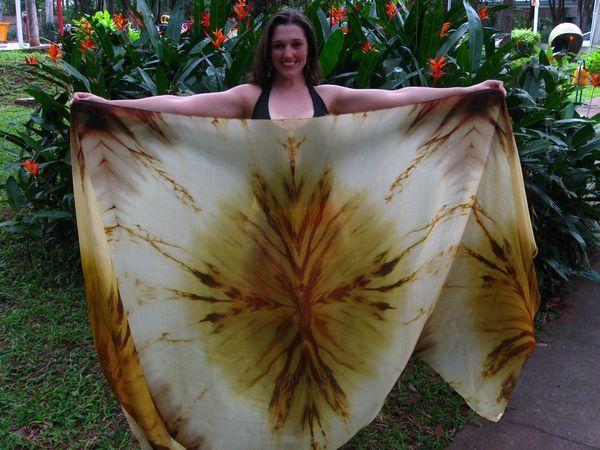 Véu Floral de Seda para Dança do Ventre