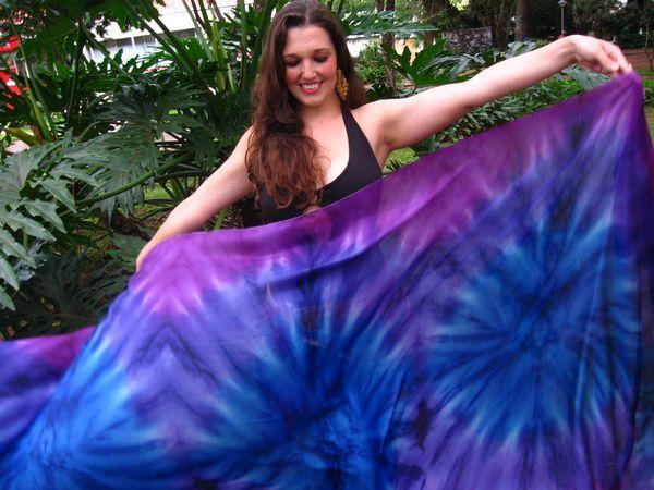 Véu Colorido de Seda para Dança do Ventre