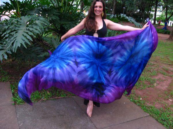 Véu Colorido de Seda para Dança do Ventre