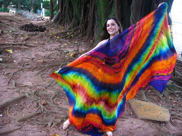Véu Efeito Mandala de Seda para Dança do Ventre