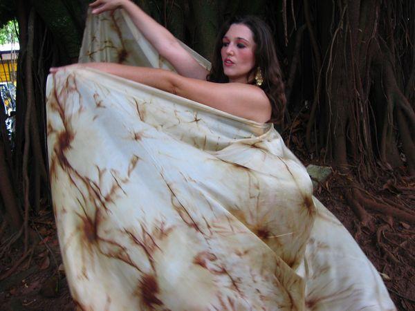 Véu Floral de Seda para Dança do Ventre
