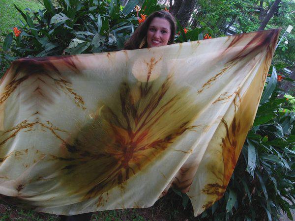 Véu Floral de Seda para Dança do Ventre