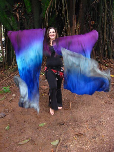 Véu Leque ( Fan ) de Seda para Dança do Ventre